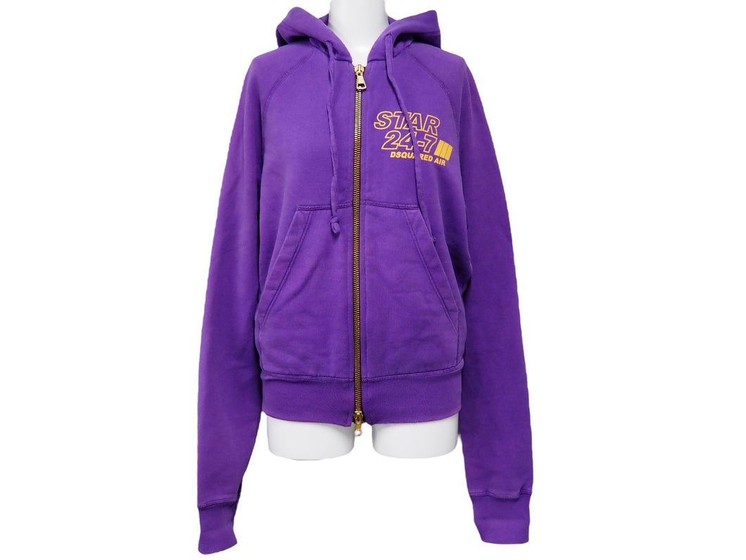 DSQUARED2 ディースクエアード パーカー 03AW コットン パープル XG004 サイズS ゴールド金具 美品 中古 52694