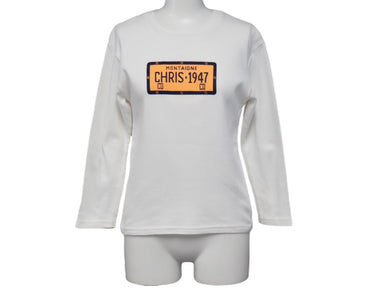 Christian Dior クリスチャンディオール ナンバープレート ロゴ 長袖Ｔシャツ ホワイト キッズ トップス 6A/8A 良品 中古 52704