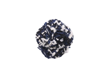 CHANEL シャネル ブローチ カメリア コサージュ 18S ツイード ネイビー ホワイト ブラック シルバー金具 美品 中古 52715
