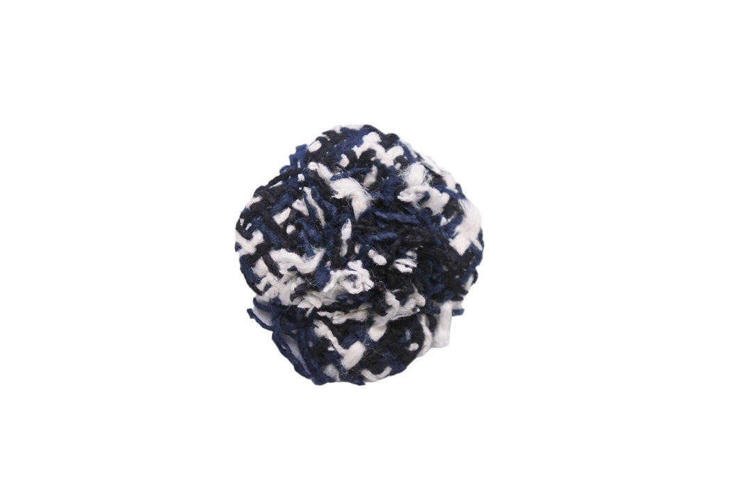 CHANEL シャネル ブローチ カメリア コサージュ 18S ツイード ネイビー ホワイト ブラック シルバー金具 美品 中古 52715