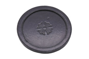 CHROME HEARTS クロムハーツ 雑貨 丸型 コースター グラス置き CHプラス ブラック レザー 美品 中古 52724
