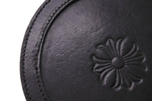 Load image into Gallery viewer, CHROME HEARTS クロムハーツ 雑貨 丸型 コースター グラス置き CHプラス ブラック レザー 美品 中古 52724