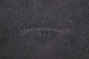 CHROME HEARTS クロムハーツ 雑貨 丸型 コースター グラス置き CHプラス ブラック レザー 美品 中古 52724