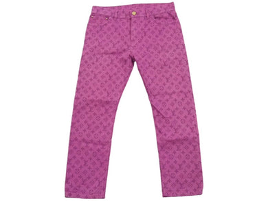 LOUIS VUITTON ルイ・ヴィトン デニムパンツ 19AW パープル モノグラム 1A5P3U ゴールド金具 美品 中古 52725