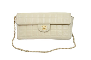 CHANEL シャネル チェーンショルダーバッグ チョコバー A15316 6番台 ベージュ ゴールド金具 良好 中古 52749