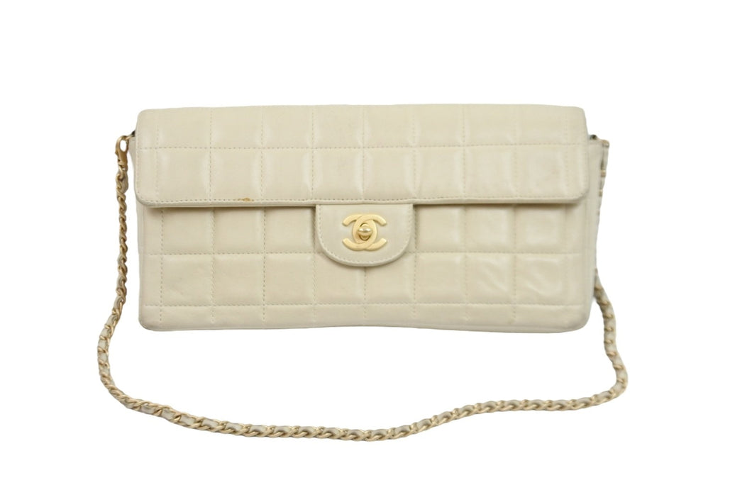 CHANEL シャネル チェーンショルダーバッグ チョコバー A15316 6番台 ベージュ ゴールド金具 良好 中古 52749