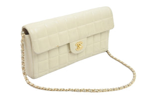 CHANEL シャネル チェーンショルダーバッグ チョコバー A15316 6番台 ベージュ ゴールド金具 良好 中古 52749