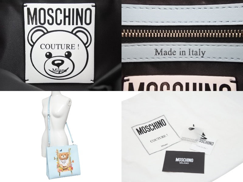 MOSCHINO モスキーノ クマ ロゴ プリント トートバッグ 2A 7578 ブルー ...