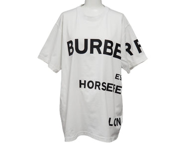 BURBERRY バーバリー 半袖Ｔシャツ S2012093 HORSEFERRY オーバーサイズ ホワイト ブラック コットン XS 美品 中古 52757