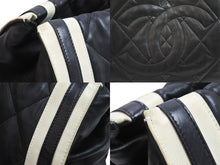 Load image into Gallery viewer, CHANEL シャネル ココマーク チェーントートバッグ 13番台 ラムスキン ブラック ホワイト シルバー金具 中古 52760