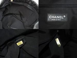 CHANEL シャネル ココマーク チェーントートバッグ 13番台 ラムスキン ブラック ホワイト シルバー金具 中古 52760