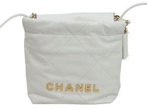 新品同様 CHANEL22 シャネル ショルダーバッグ チェーンショルダーバッグ カーフスキン AS3980 ホワイト ゴールド金具 中古 52781