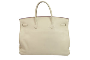 HERMES エルメス ハンドバッグ バーキン40 □K刻印 トリヨンクレマンス パーシュマン ベージュ系 シルバー金具 美品 中古 52784