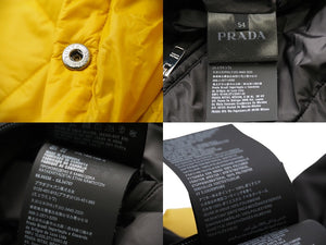 PRADA プラダ ダウンジャケット リバーシブル ブラック イエロー ポリエステル サイズ54 SGH037 シルバー金具 美品 中古 52800 