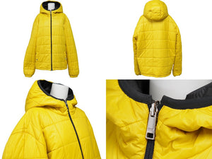 PRADA プラダ ダウンジャケット リバーシブル ブラック イエロー ポリエステル サイズ54 SGH037 シルバー金具 美品 中古 52800 