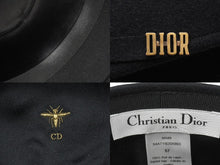 Load image into Gallery viewer, Christian Dior クリスチャンディオール キャスケット 帽子 ブラック ロゴ サイズ57 94ATY920A893 ラビット シルク 美品 中古 52812