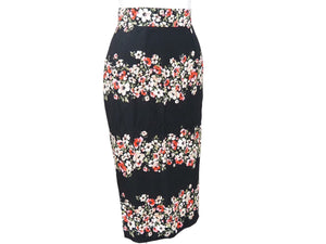 極美品 DOLCE&GABBANA ドルチェアンドガッバーナ 花柄 スカート ブラック ボトムス シルク F4R12T サイズ38 中古 52827
