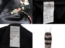 Load image into Gallery viewer, 極美品 DOLCE&amp;GABBANA ドルチェアンドガッバーナ 花柄 スカート ブラック ボトムス シルク F4R12T サイズ38 中古 52827