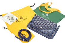 Load image into Gallery viewer, 新品未使用 GOYARD ゴヤール ショルダーバッグ プリュメ ポーチウォレット ネイビー PVC レザー シルバー金具 中古 52831