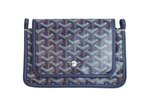 新品未使用 GOYARD ゴヤール ショルダーバッグ プリュメ ポーチウォレット ネイビー PVC レザー シルバー金具 中古 52831