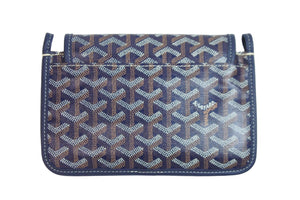 新品未使用 GOYARD ゴヤール ショルダーバッグ プリュメ ポーチウォレット ネイビー PVC レザー シルバー金具 中古 52831