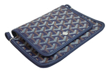 Load image into Gallery viewer, 新品未使用 GOYARD ゴヤール ショルダーバッグ プリュメ ポーチウォレット ネイビー PVC レザー シルバー金具 中古 52831
