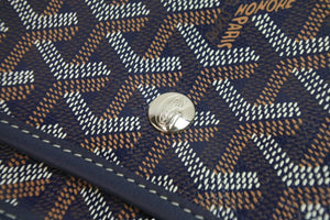 新品未使用 GOYARD ゴヤール ショルダーバッグ プリュメ ポーチウォレット ネイビー PVC レザー シルバー金具 中古 52831