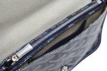 Load image into Gallery viewer, 新品未使用 GOYARD ゴヤール ショルダーバッグ プリュメ ポーチウォレット ネイビー PVC レザー シルバー金具 中古 52831