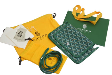新品未使用 GOYARD ゴヤール ショルダーバッグ プリュメ ポーチウォレット グリーン PVC レザー シルバー金具 中古 52832