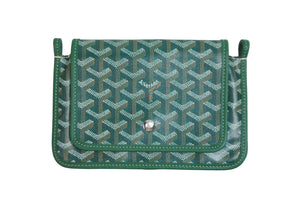 新品未使用 GOYARD ゴヤール ショルダーバッグ プリュメ ポーチウォレット グリーン PVC レザー シルバー金具 中古 52832