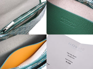 新品未使用 GOYARD ゴヤール ショルダーバッグ プリュメ ポーチウォレット グリーン PVC レザー シルバー金具 中古 52832