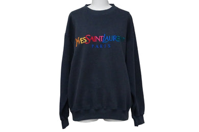 YVES SAINT LAURENT イヴ・サンローラン スウェット トレーナー サイズM コットン ネイビー 美品 中古 52875 