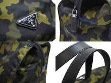 Load image into Gallery viewer, 新品未使用品 PRADA プラダ 2WAYトートバッグ VA1074 迷彩柄 ナイロン レザー ブラック カーキー グリーン シルバー金具 中古 52897