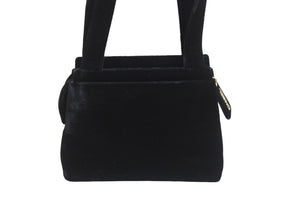 CHANEL シャネル ハンドバッグ ミニバック 5番台 ココマーク ベロア レザー ブラック ゴールド金具 美品 中古 52902