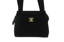 Load image into Gallery viewer, CHANEL シャネル ハンドバッグ ミニバック 5番台 ココマーク ベロア レザー ブラック ゴールド金具 美品 中古 52902
