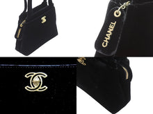Load image into Gallery viewer, CHANEL シャネル ハンドバッグ ミニバック 5番台 ココマーク ベロア レザー ブラック ゴールド金具 美品 中古 52902