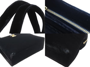 CHANEL シャネル ハンドバッグ ミニバック 5番台 ココマーク ベロア レザー ブラック ゴールド金具 美品 中古 52902