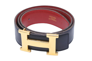 HERMES エルメス コンスタンス ベルト Hロゴ ○Y刻印 リバーシブル レザー ブラック レッド ゴールド金具 サイズ66 美品 中古 52904