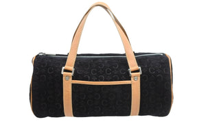 CELINE セリーヌ ハンドバッグ ボストンバック MC01/1 シルバー金具 スエード レザー ブラック 美品 中古 52912