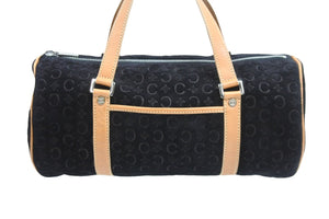 CELINE セリーヌ ハンドバッグ ボストンバック MC01/1 シルバー金具 スエード レザー ブラック 美品 中古 52912