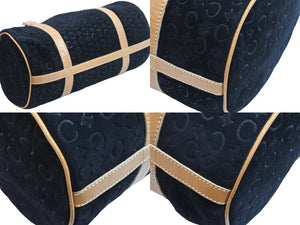 CELINE セリーヌ ハンドバッグ ボストンバック MC01/1 シルバー金具 スエード レザー ブラック 美品 中古 52912