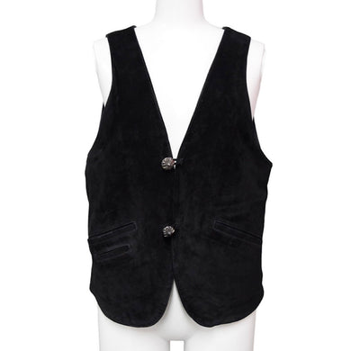 CHROME HEARTS クロムハーツ レザー スエード ベスト 原本無 国内正規品 2B クロスボール ダガー ブラック系 Sサイズ 中古 52949