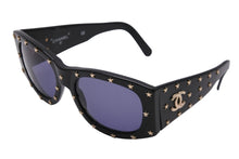Load image into Gallery viewer, CHANEL シャネル サングラス アイウェア メガネ ココマーク 星 ブラック プラスチック 03525 94305 ゴールド金具 美品 中古 52966