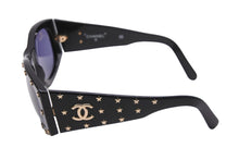 Load image into Gallery viewer, CHANEL シャネル サングラス アイウェア メガネ ココマーク 星 ブラック プラスチック 03525 94305 ゴールド金具 美品 中古 52966