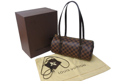 新品同様 LOUIS VUITTON ルイ・ヴィトン ハンドバッグ パピオン ダミエキャンバス 新型 N41210 ブラウン ゴールド金具 中古 52982