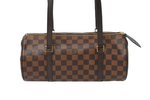 新品同様 LOUIS VUITTON ルイ・ヴィトン ハンドバッグ パピオン ダミエキャンバス 新型 N41210 ブラウン ゴールド金具 中古 52982