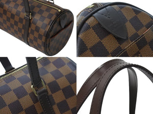 新品同様 LOUIS VUITTON ルイ・ヴィトン ハンドバッグ パピオン ダミエキャンバス 新型 N41210 ブラウン ゴールド金具 中古 52982