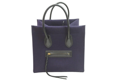 CELINE セリーヌ ハンドバッグ ラゲージ ファントム トートバッグ ネイビー ウール ゴールド金具 美品 中古 52994
