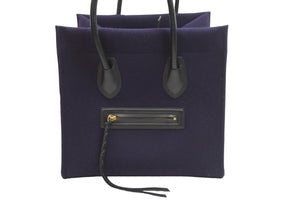 CELINE セリーヌ ハンドバッグ ラゲージ ファントム トートバッグ ネイビー ウール ゴールド金具 美品 中古 52994