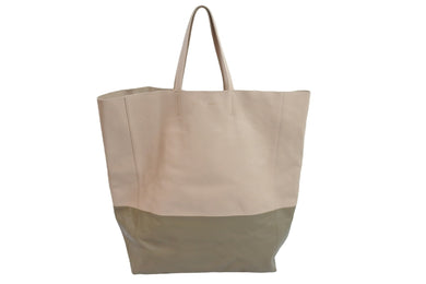 CELINE セリーヌ トートバッグ ハンドバッグ カバー S-CU0182 レザー バイカラー ベージュ 良品 中古 52995